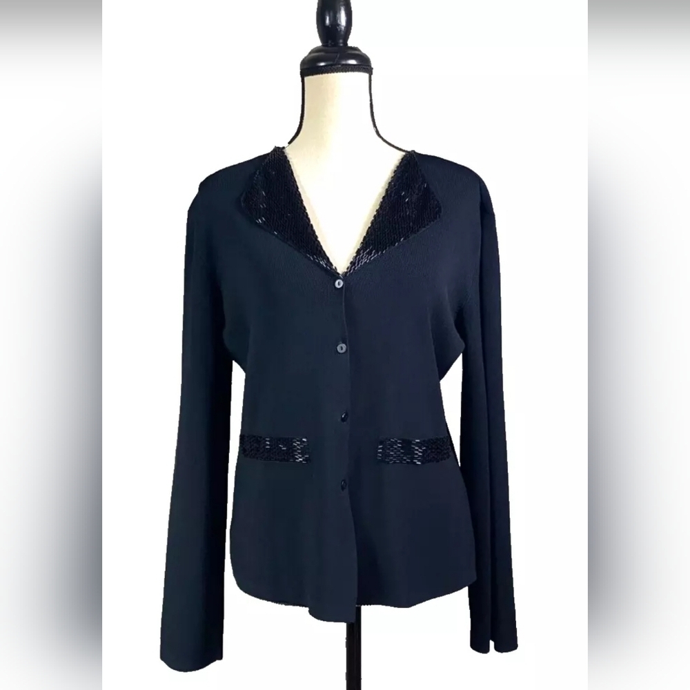 Michelle Nicole women's sweater top black beaded evening size M
